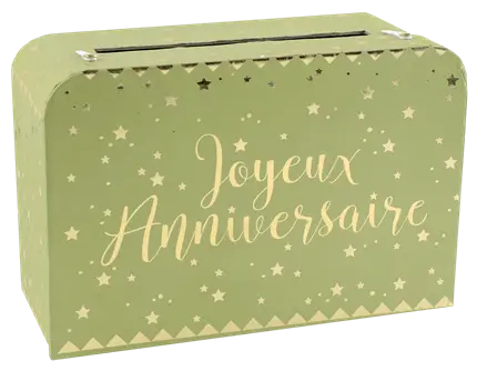 Urne en papier Joyeux Anniversaire Or/Olive