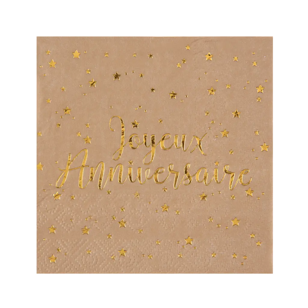 Serviette Joyeux Anniversaire Kraft (lot de 20)