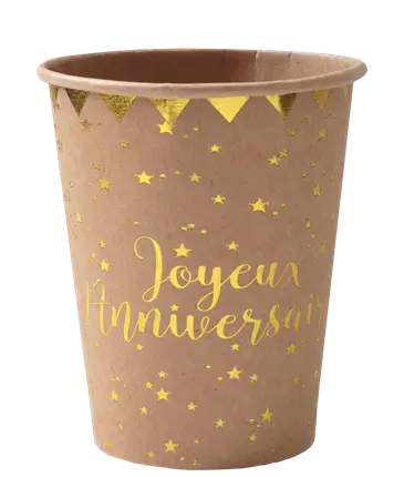 Gobelet Joyeux Anniversaire Kraft (lot de 10)