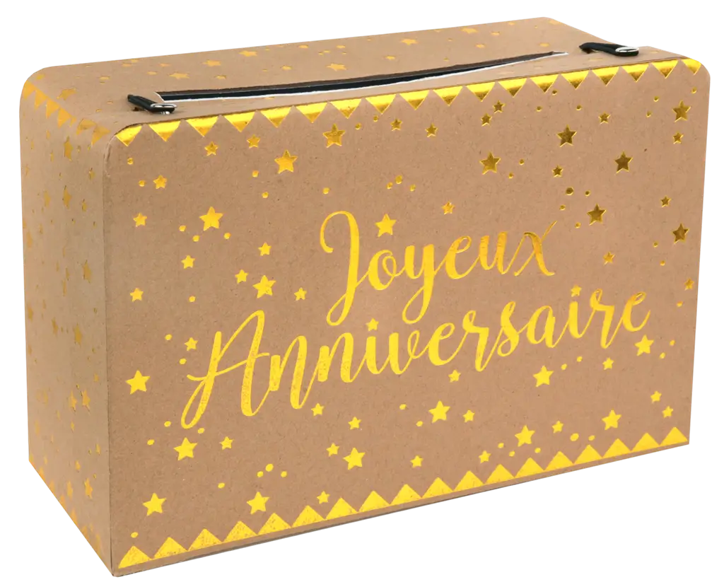 Urne en papier Joyeux Anniversaire Or/Kraft