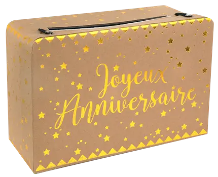 Urne en papier Joyeux Anniversaire Or/Kraft