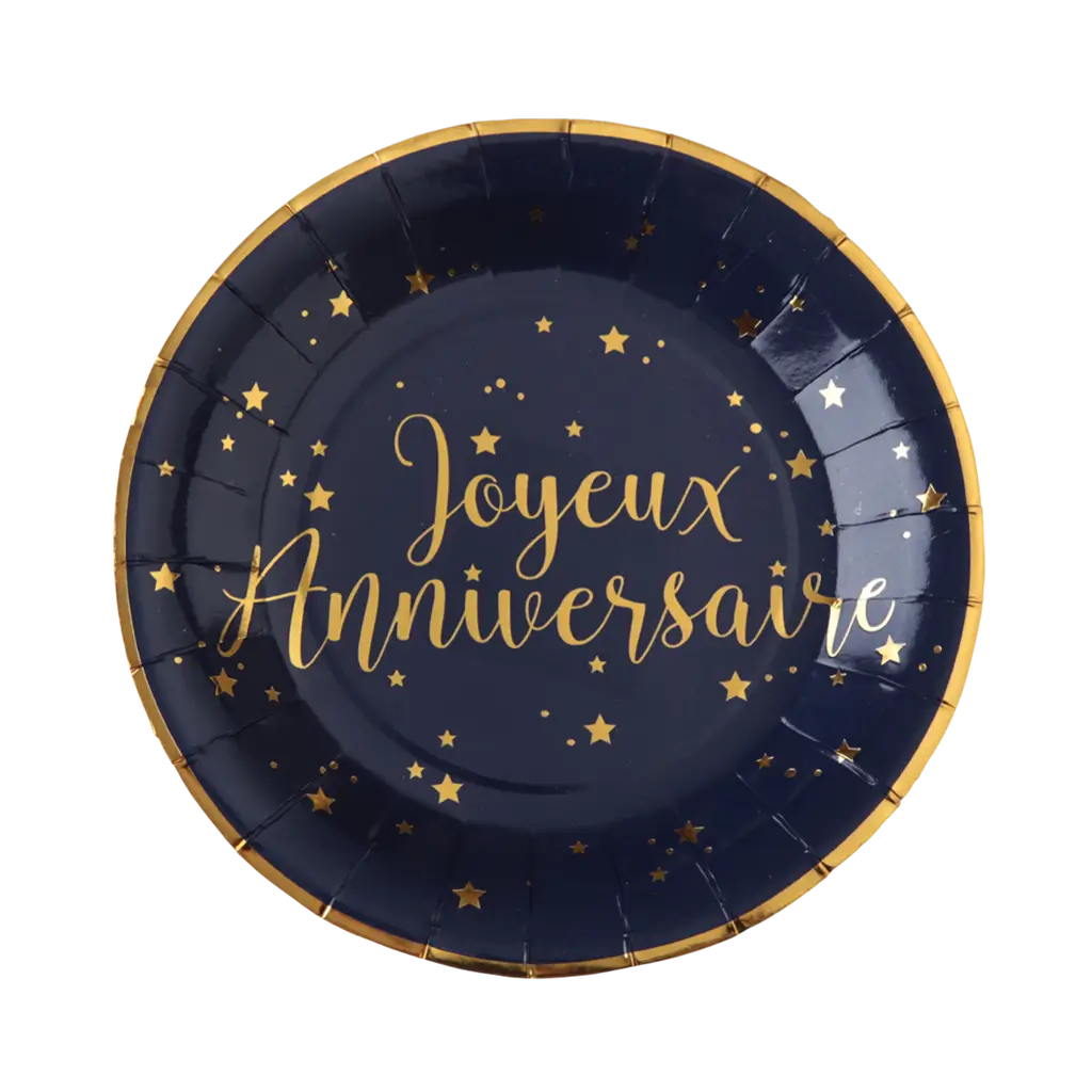 Assiette Joyeux Anniversaire Bleu (lot de 10)