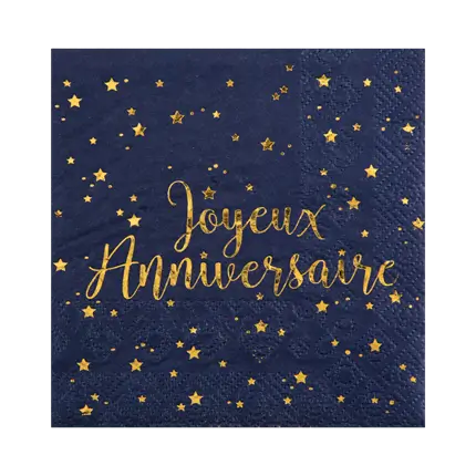 Serviette Joyeux Anniversaire Bleu (lot de 20)