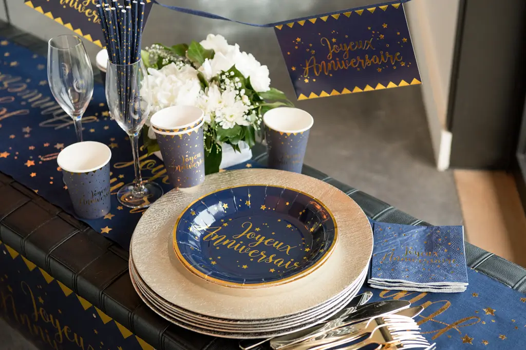 Gobelet Joyeux Anniversaire Bleu (lot de 10)