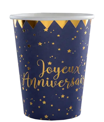 Gobelet Joyeux Anniversaire Bleu (lot de 10)
