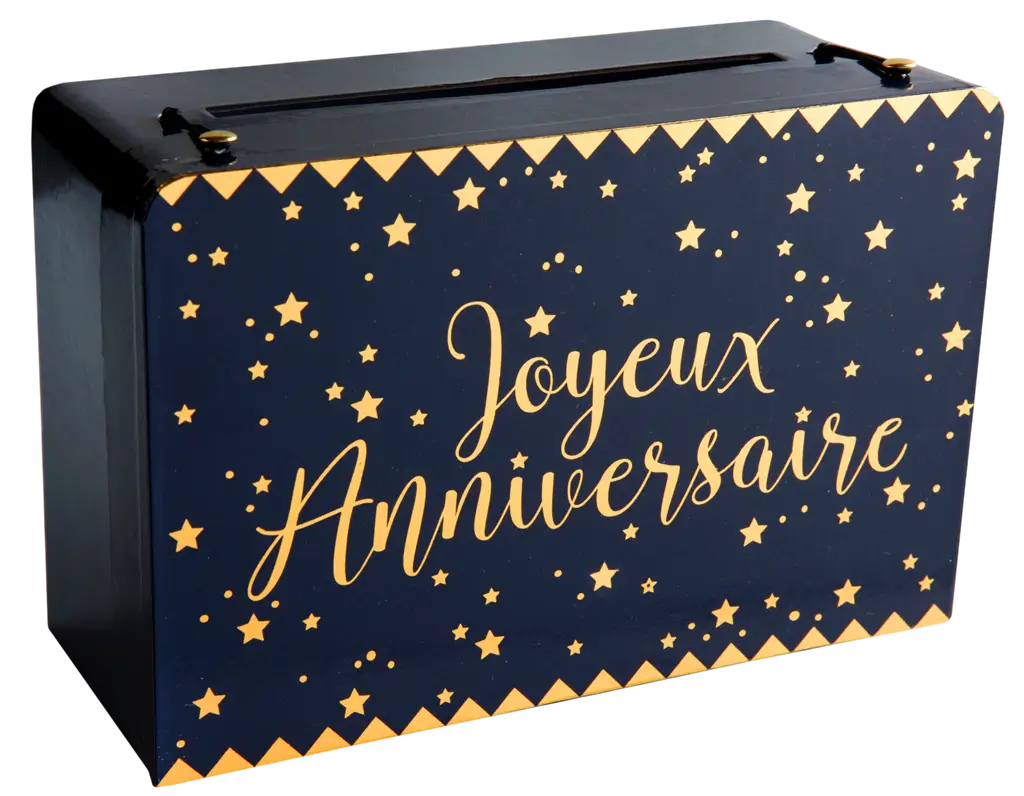 Urne en papier Joyeux Anniversaire Or/Bleu