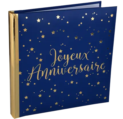 Livre d’Or Joyeux Anniversaire Métallisé Or/Bleu