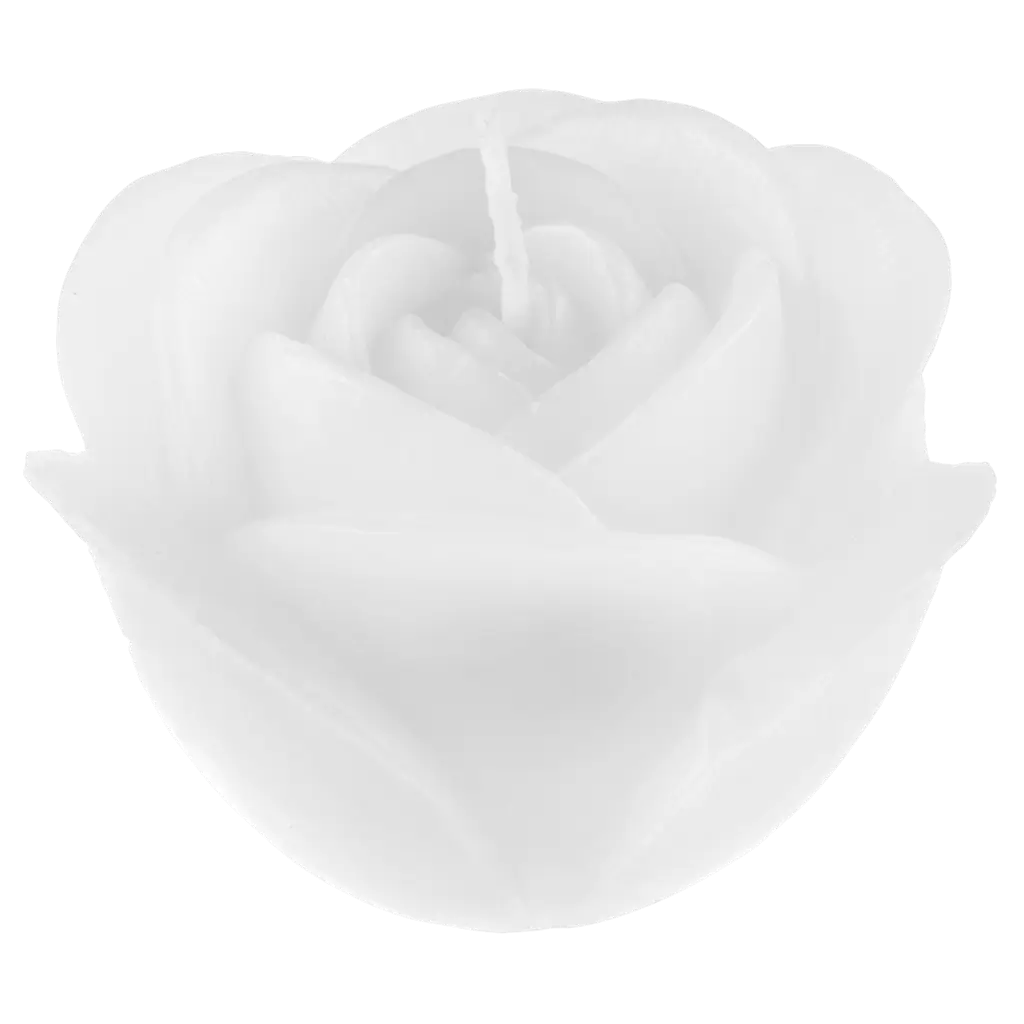 Bougie décorative fleur Rose sculptée – Blanc