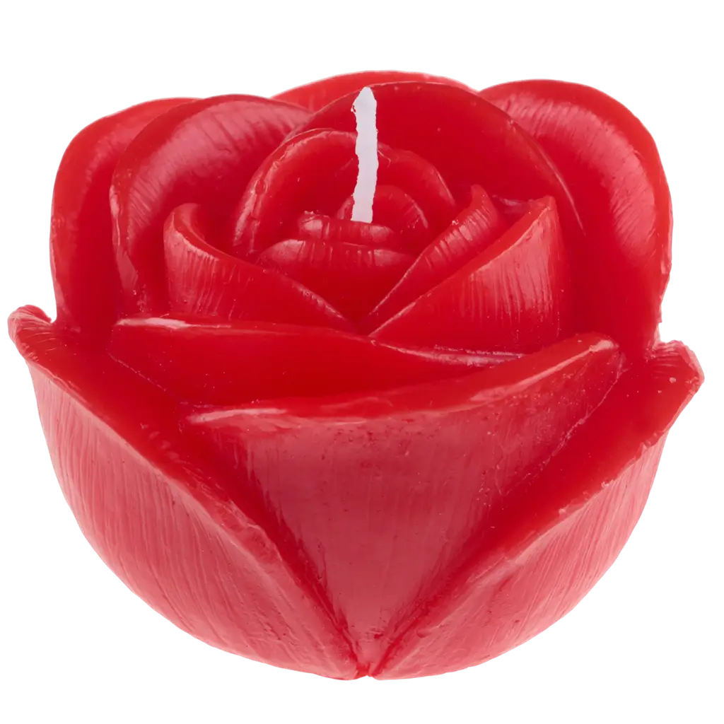 Bougie décorative fleur Rose sculptée – Rouge