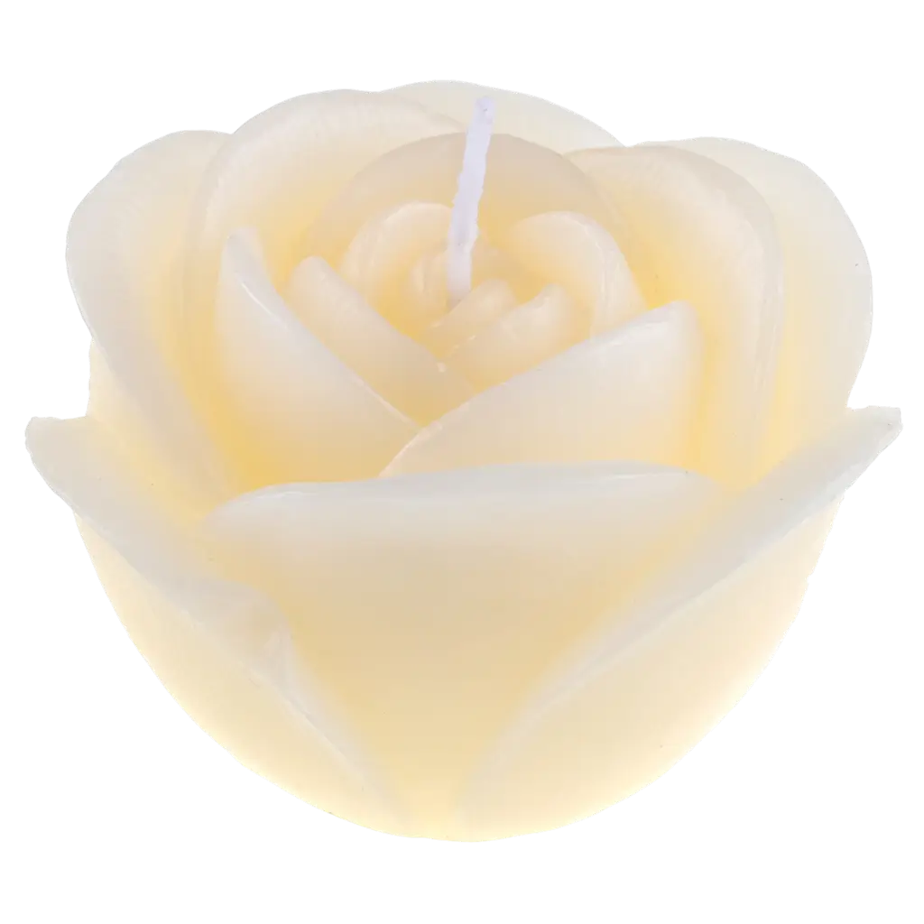 Bougie décorative fleur Rose sculptée – Ivoire