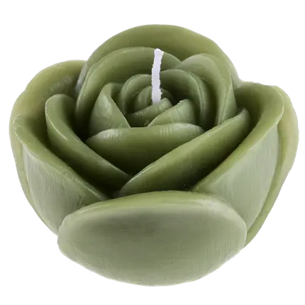 Bougie décorative fleur Rose sculptée – Olive