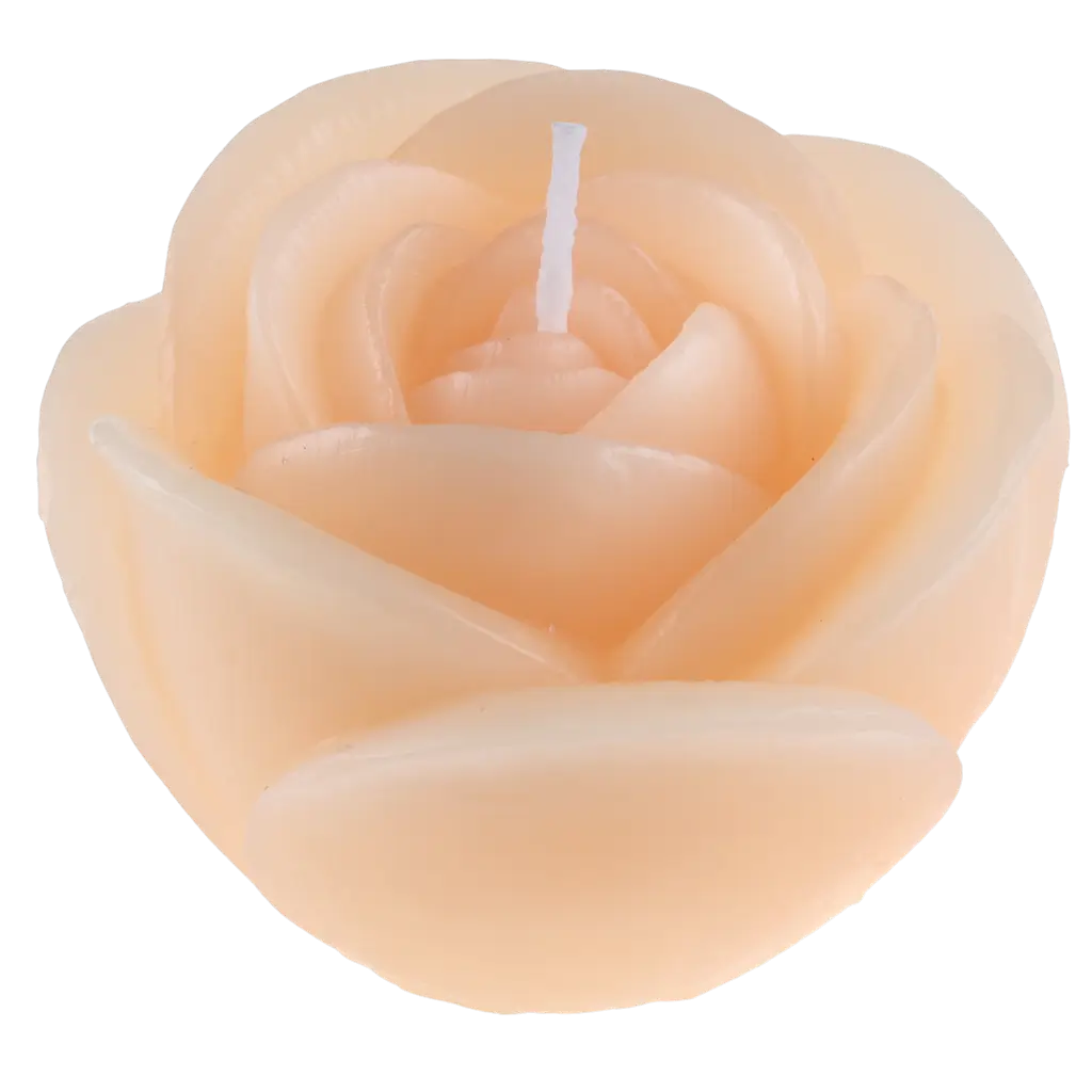 Bougie décorative fleur Rose sculptée – Pêche