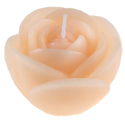 Bougie décorative fleur Rose sculptée – Pêche