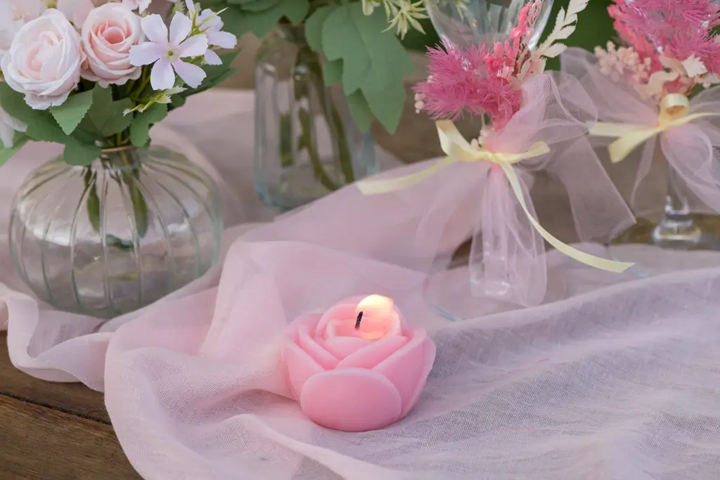 Bougie décorative fleur Rose sculptée – Rose clair