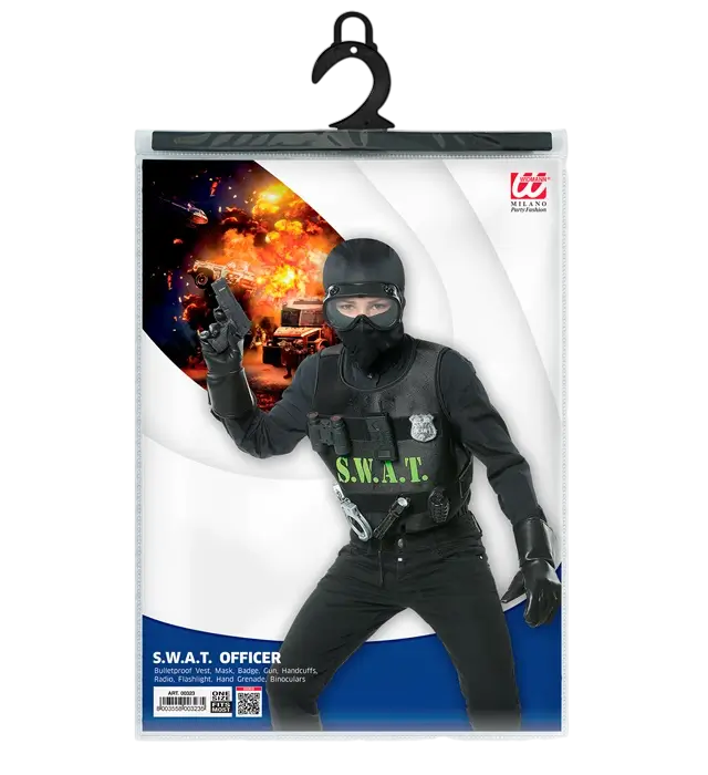 KIT SWAT - gilet pare-balles, insigne, pistolet, menottes, radio, lampe-torche, grenade, jumelles