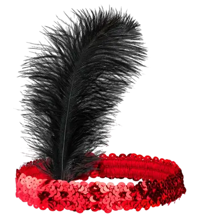 Bandeau Charleston Rouge à Paillettes avec Plumes Vintage – Accessoire Années 20