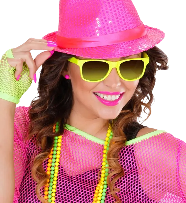 Lunettes Néon Années 80 avec Lentilles Revo – 4 Couleurs Assorties – Accessoire Déguisement Disco