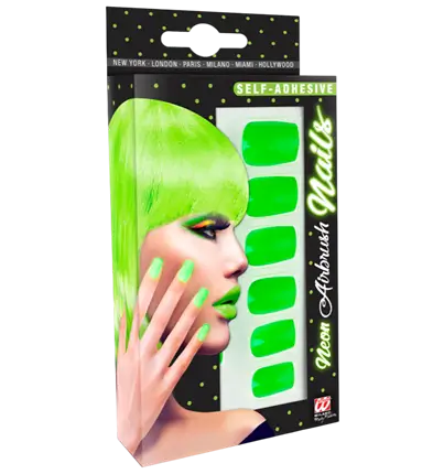 Set de 12 Ongles Verts Néon Auto-Adhésifs Effet Vernis – Faux Ongles Manucure
