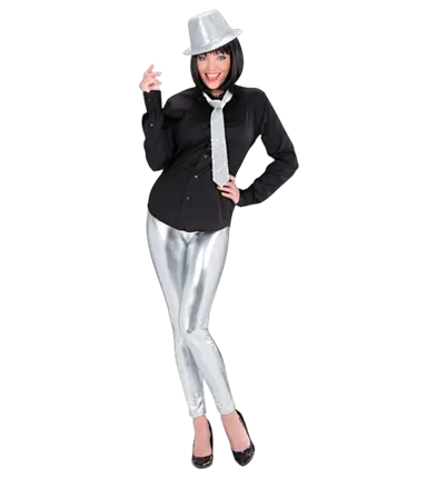 Leggings Argent Métallisé – Pantalon Disco Brillant – Déguisement Années 70 / 80