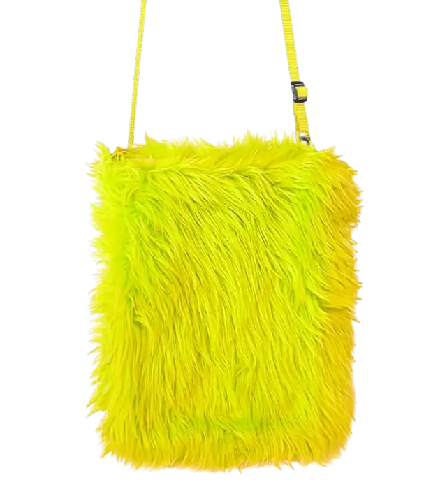 Sac à Main en Peluche Jaune Fluo – Accessoire Déguisement Pop Disco