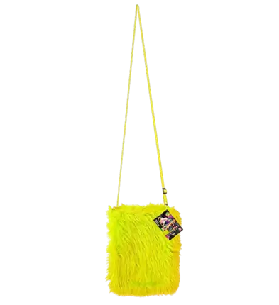 Sac à Main en Peluche Jaune Fluo – Accessoire Déguisement Pop Disco