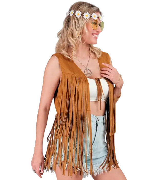 Veste Hippie à Franges Style Cowboy Western – Veste Déguisement Années 70
