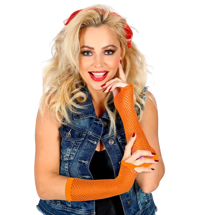 GANTS SANS DOIGTS FILET NEON ORANGE 33 cm