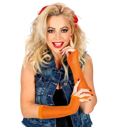 "GANTS SANS DOIGTS FILET NEON ORANGE" 33 cm
