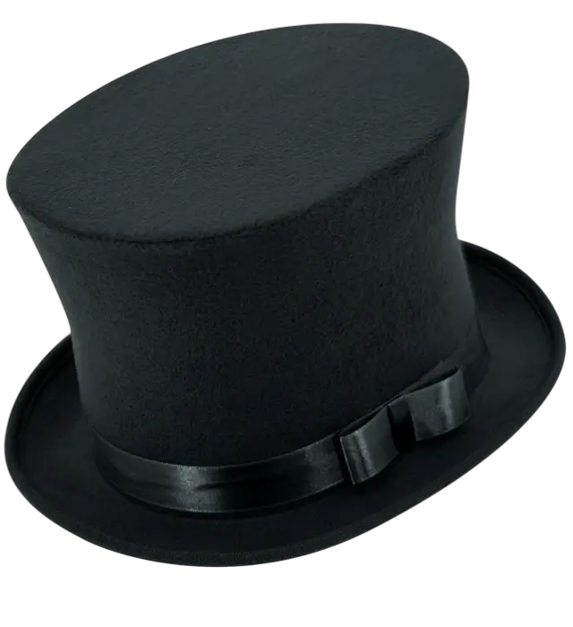 Chapeau Haut-de-Forme Noir en Feutre Effet Laine 16 cm – Accessoire Déguisement Élégant