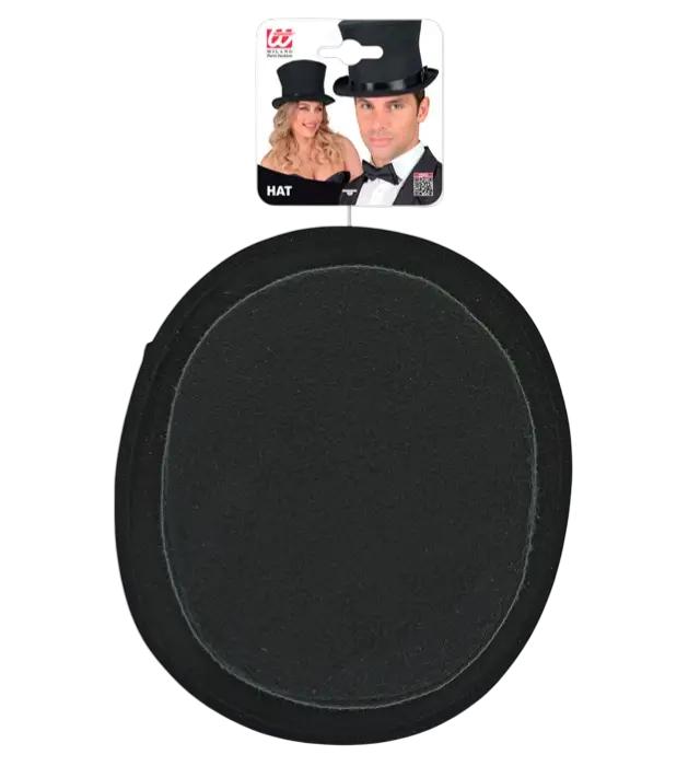 Chapeau Haut-de-Forme Noir en Feutre Effet Laine 16 cm – Accessoire Déguisement Élégant