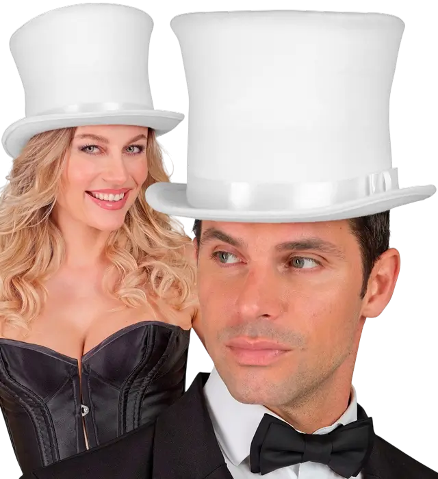 Chapeau Haut-de-Forme Blanc en Feutre Effet Laine 16 cm – Accessoire Déguisement Élégant
