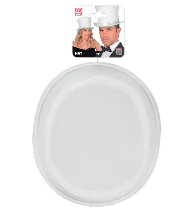 Chapeau Haut-de-Forme Blanc en Feutre Effet Laine 16 cm – Accessoire Déguisement Élégant