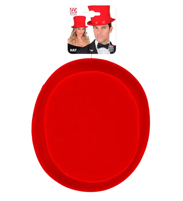 Chapeau Haut-de-Forme Rouge en Feutre Effet Laine 16 cm – Accessoire Déguisement Élégant