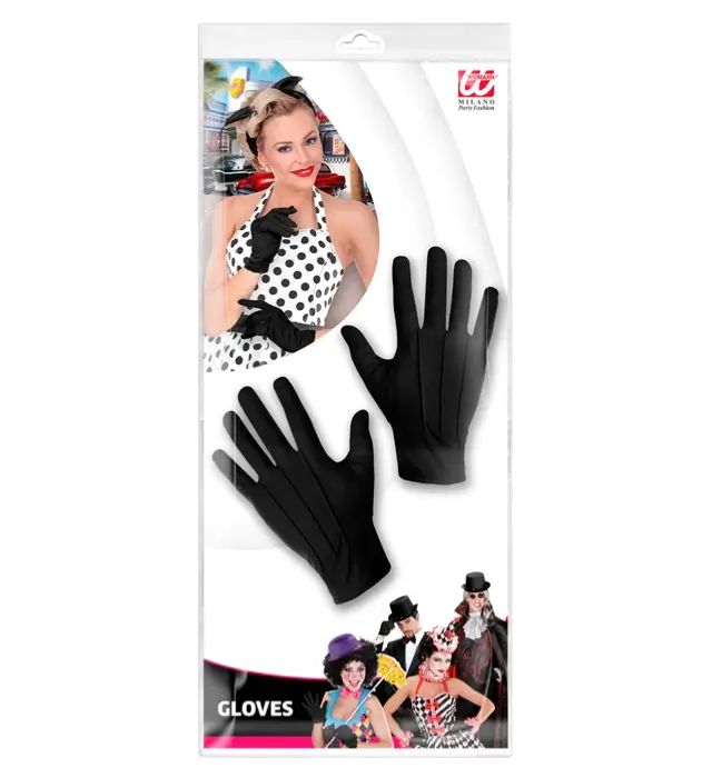 Gants Courts Noirs – Accessoire Déguisement Élégant Soirée, Cabaret et Costume