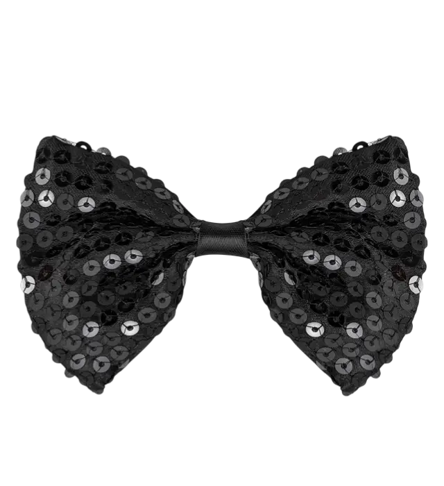 Nœud Papillon Sequin Noir – Accessoire Déguisement Brillant Soirée, Fête et Réveillon