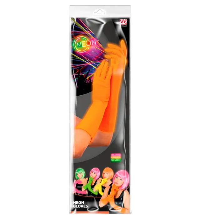 Gants Longs Orange Néon 40 cm – Accessoire Déguisement Années 80