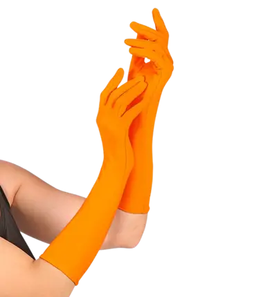 Gants Longs Orange Néon 40 cm – Accessoire Déguisement Années 80