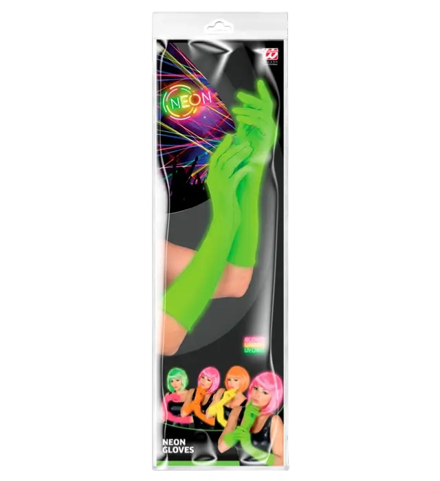 Gants Longs Vert Néon 40 cm – Accessoire Déguisement Années 80