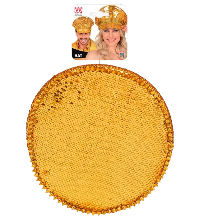 Chapeau Festival avec Clous, Bijoux et Paillettes Or – Accessoire Déguisement Festival