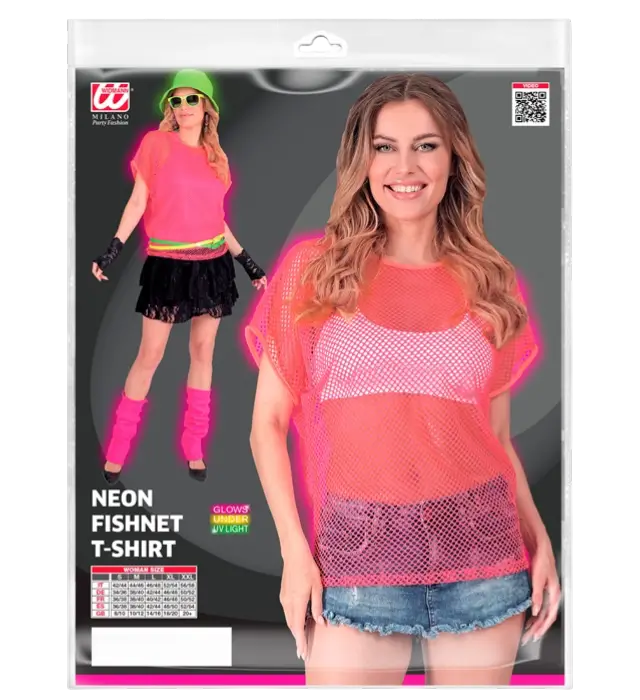 Chemise Résille Rose Fluo – Chemise Filet – Déguisement Années 80 Disco