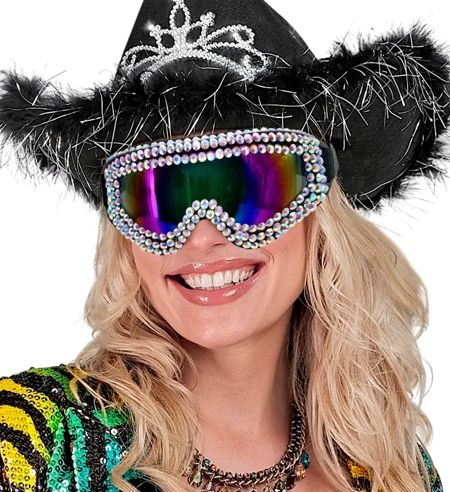 Lunettes Après-Ski avec Strass – Lunettes Party Hiver Festival – Accessoire Déguisement