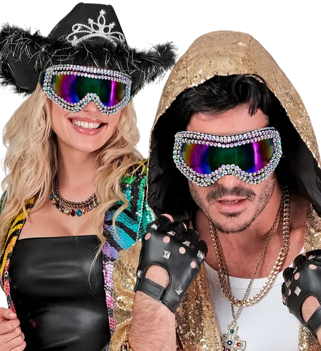 Lunettes Après-Ski avec Strass – Lunettes Party Hiver Festival – Accessoire Déguisement