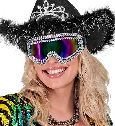 Lunettes Après-Ski avec Strass – Lunettes Party Hiver Festival – Accessoire Déguisement