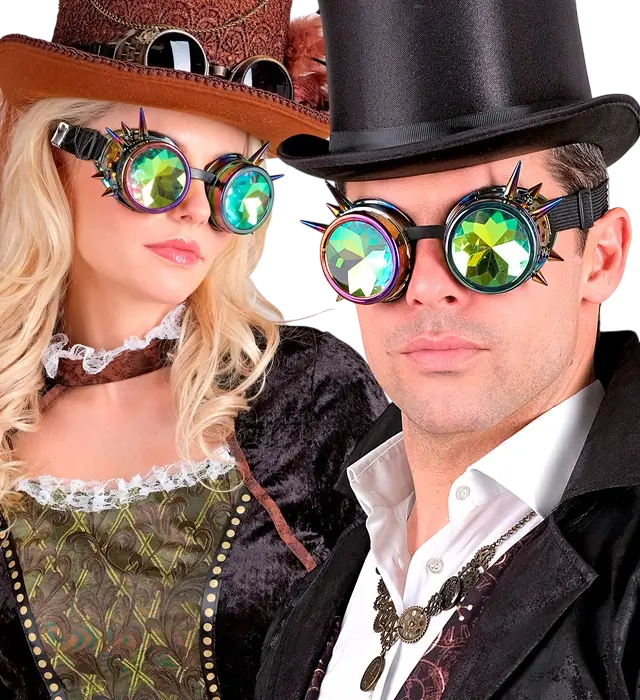 Lunettes Steampunk Kaléidoscopiques – Lunettes Fantaisie Rétro Futuriste – Accessoire Déguisement