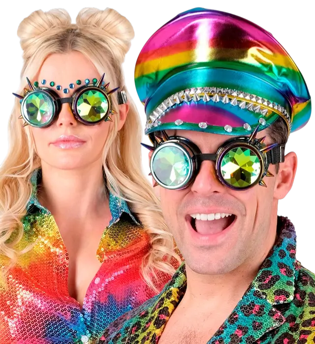Lunettes Steampunk Kaléidoscopiques – Lunettes Fantaisie Rétro Futuriste – Accessoire Déguisement