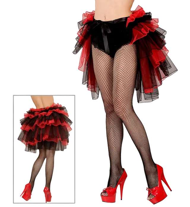 Jupe Tournure Burlesque Noir &amp; Rouge – Costume Déguisement Gothique, Cabaret et Steampunk