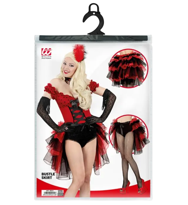 Jupe Tournure Burlesque Noir &amp; Rouge – Costume Déguisement Gothique, Cabaret et Steampunk