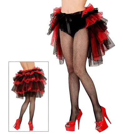 Jupe Tournure Burlesque Noir &amp; Rouge – Costume Déguisement Gothique, Cabaret et Steampunk