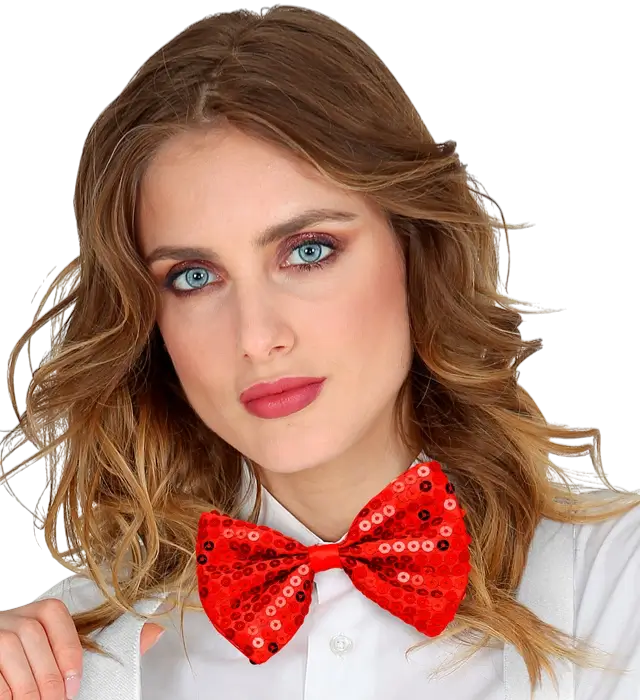 Nœud Papillon Sequin Rouge – Accessoire Déguisement Brillant Soirée, Fête et Réveillon