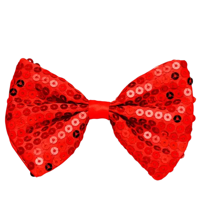 Nœud Papillon Sequin Rouge – Accessoire Déguisement Brillant Soirée, Fête et Réveillon